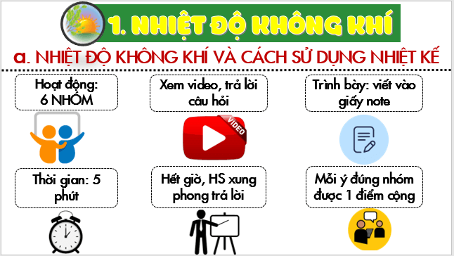 Giáo án điện tử Địa Lí 6 Kết nối tri thức Bài 16: Nhiệt độ không khí. Mây và mưa | PPT Địa Lí 6