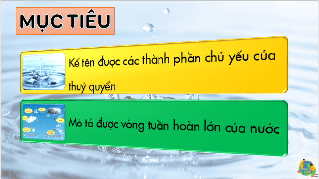 Giáo án điện tử Địa Lí 6 Cánh diều Bài 17: Các thành phần chủ yếu của thủy quyển. Tuần hoàn nước trên Trái Đất | PPT Địa Lí 6