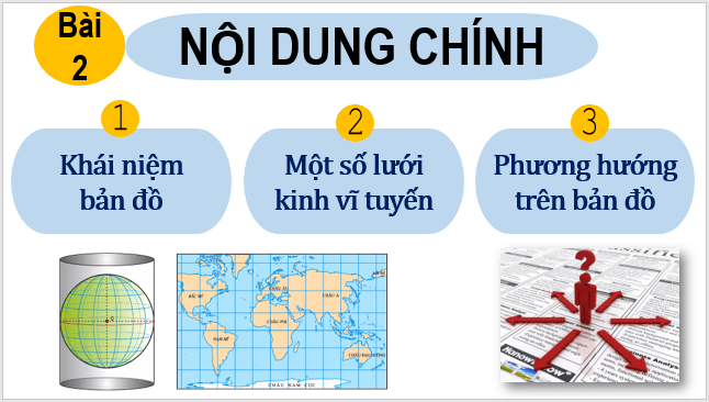 Giáo án điện tử Địa Lí 6 Kết nối tri thức Bài 2: Bản đồ. Một số lưới kinh, vĩ tuyến. Phương hướng trên bản đồ | PPT Địa Lí 6