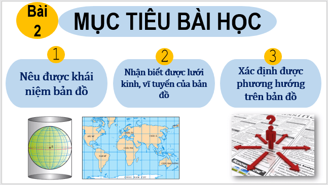 Giáo án điện tử Địa Lí 6 Kết nối tri thức Bài 2: Bản đồ. Một số lưới kinh, vĩ tuyến. Phương hướng trên bản đồ | PPT Địa Lí 6