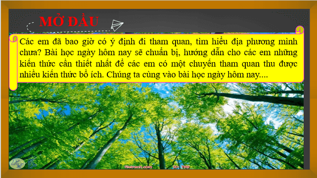 Giáo án điện tử Địa Lí 6 Chân trời sáng tạo Bài 21: Thực hành tìm hiểu môi trường tự nhiên qua tài liệu và tham quan địa phương | PPT Địa Lí 6