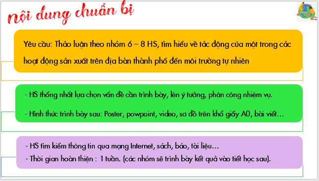 Giáo án điện tử Địa Lí 6 Cánh diều Bài 26: Thực hành: Tìm hiểu tác động của con người lên môi trường tự nhiên trong sản xuất | PPT Địa Lí 6