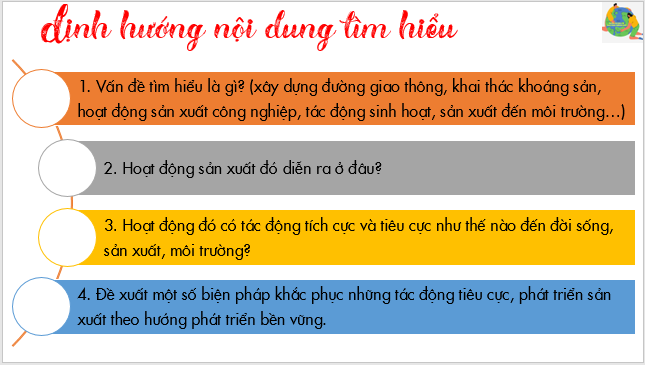 Giáo án điện tử Địa Lí 6 Cánh diều Bài 26: Thực hành: Tìm hiểu tác động của con người lên môi trường tự nhiên trong sản xuất | PPT Địa Lí 6