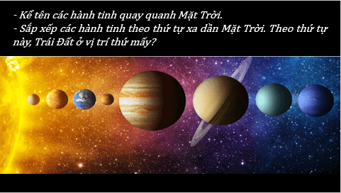 Giáo án điện tử Địa Lí 6 Chân trời sáng tạo Bài 5: Vị trí Trái Đất trong hệ Mặt Trời. Hình dạng, kích thước của Trái Đất | PPT Địa Lí 6