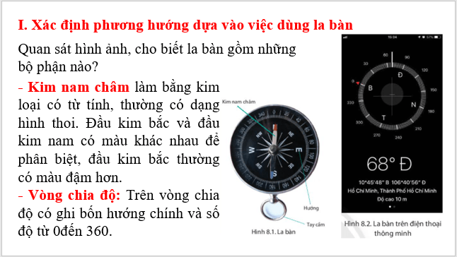 Giáo án điện tử Địa Lí 6 Chân trời sáng tạo Bài 8: Thực hành xác định phương hướng ngoài thực tế | PPT Địa Lí 6