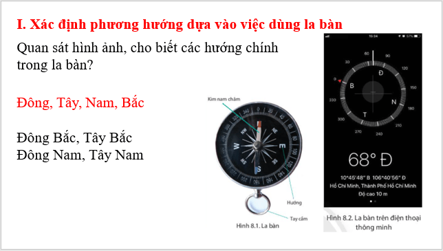 Giáo án điện tử Địa Lí 6 Chân trời sáng tạo Bài 8: Thực hành xác định phương hướng ngoài thực tế | PPT Địa Lí 6