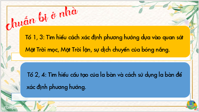 Giáo án điện tử Địa Lí 6 Cánh diều Bài 8: Xác định phương hướng ngoài thực địa | PPT Địa Lí 6