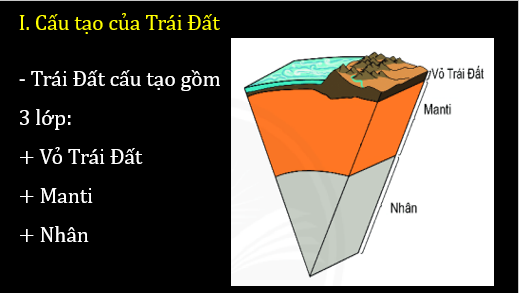 Giáo án điện tử Địa Lí 6 Chân trời sáng tạo Bài 9: Cấu tạo của Trái Đất. Động đất và núi lửa | PPT Địa Lí 6