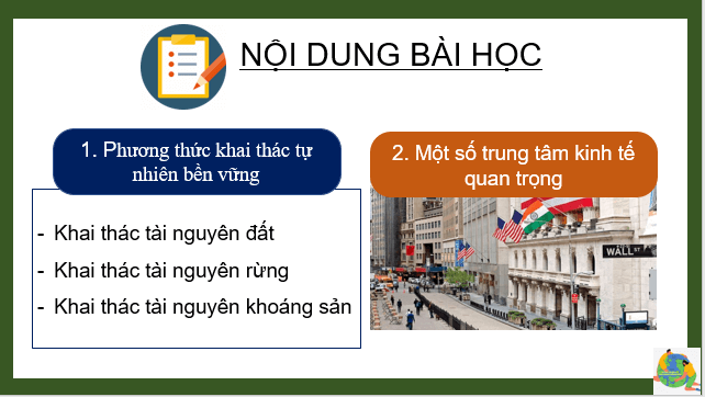 Giáo án điện tử Địa Lí 7 Cánh diều Bài 16: Phương thức con người khai thác tự nhiên bền vững ở Bắc Mỹ | PPT Địa 7