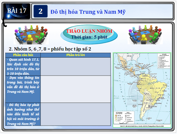 Giáo án điện tử Địa Lí 7 Chân trời sáng tạo Bài 17: Đặc điểm dân cư Trung và Nam Mỹ, văn đề đô thị hoá, văn hoá Mỹ Latinh | PPT Địa 7