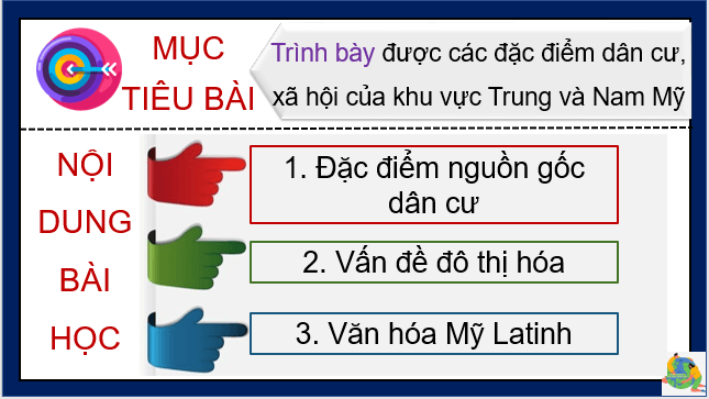 Giáo án điện tử Địa Lí 7 Cánh diều Bài 18: Đặc điểm dân cư, xã hội Trung và Nam Mỹ | PPT Địa 7