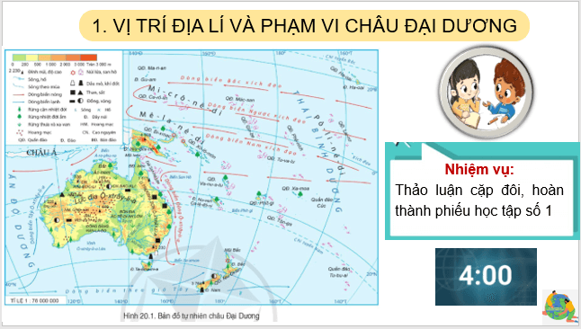 Giáo án điện tử Địa Lí 7 Cánh diều Bài 20: Vị trí địa lí, phạm vi và đặc điểm thiên nhiên châu Đại Dương | PPT Địa 7