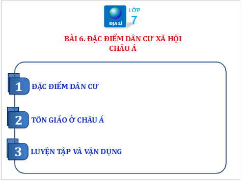 Giáo án điện tử Địa Lí 7 Chân trời sáng tạo Bài 6: Đặc điểm dân cư, xã hội châu Á | PPT Địa 7