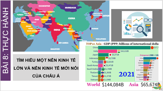 Giáo án điện tử Địa Lí 7 Cánh diều Bài 8: Thực hành: Tìm hiểu một nền kinh tế lớn và nền kinh tế mới nổi của Châu Á | PPT Địa 7