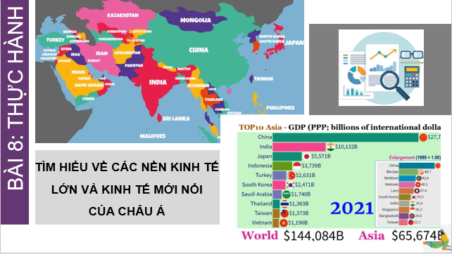 Giáo án điện tử Địa Lí 7 Kết nối tri thức Bài 8: Thực hành: Tìm hiểu về các nền kinh tế lớn và kinh tế mới nổi của châu Á | PPT Địa 7