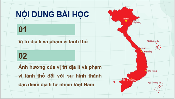 Giáo án điện tử Địa Lí 8 Chân trời sáng tạo Bài 1: Đặc điểm vị trí địa lí và phạm vi lãnh thổ | PPT Địa 8