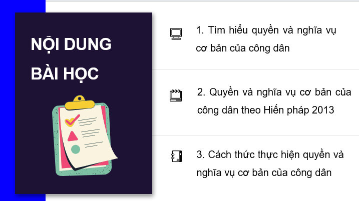 Giáo án điện tử GDCD 6 Cánh diều Bài 11: Quyền và nghĩa vụ cơ bản của công dân | PPT Giáo dục công dân 6