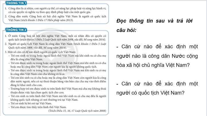 Giáo án điện tử GDCD 6 Chân trời sáng tạo Bài 9: Công dân nước Cộng hòa xã hội chủ nghĩa Việt Nam | PPT Giáo dục công dân 6