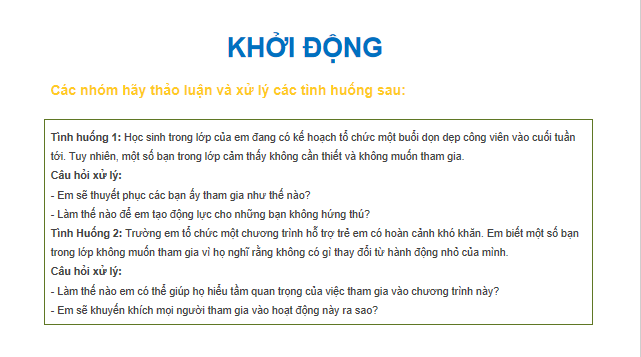 Giáo án điện tử GDCD 9 Chân trời sáng tạo Bài 3: Tích cực tham gia các hoạt động cộng đồng | PPT Giáo dục công dân 9