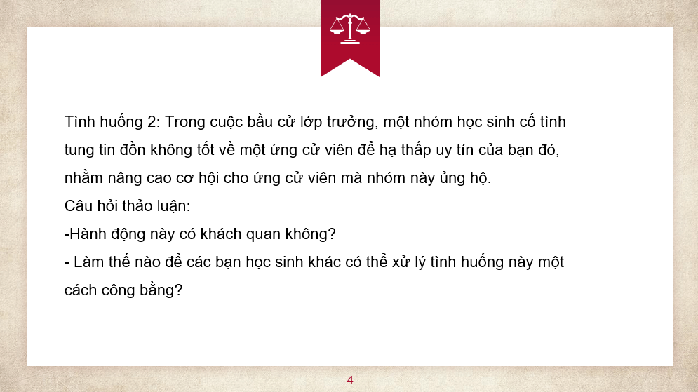 Giáo án điện tử GDCD 9 Chân trời sáng tạo Bài 4: Khách quan và công bằng | PPT Giáo dục công dân 9