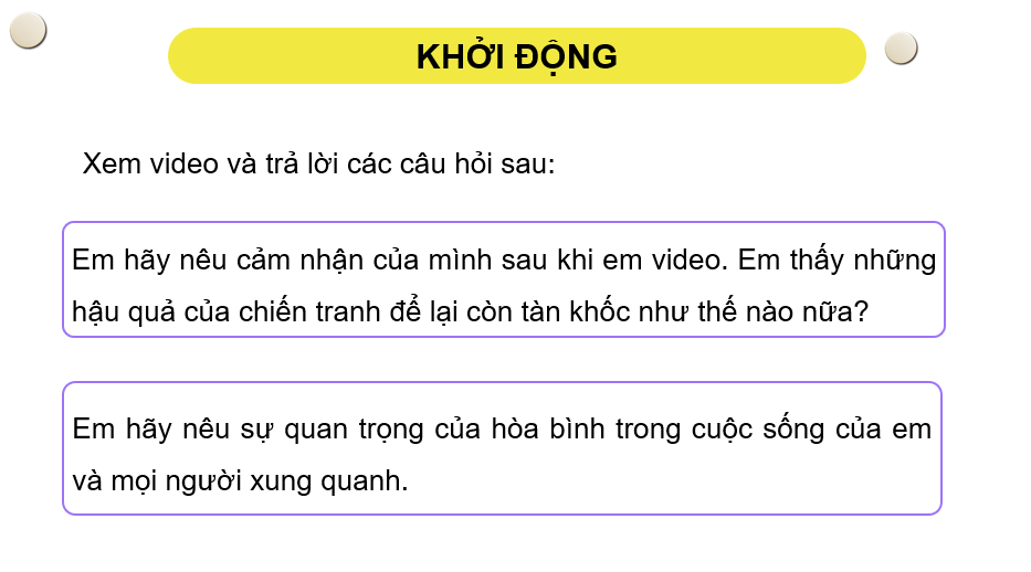 Giáo án điện tử GDCD 9 Cánh diều Bài 5: Bảo vệ hoà bình | PPT Giáo dục công dân 9