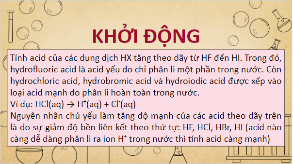 Giáo án điện tử Hóa 10 Cánh diều Bài 18: Hydrogen halide và hydrohalic acid | PPT Hóa học 10