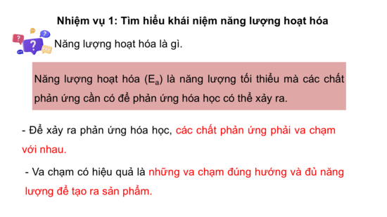 Giáo án điện tử Chuyên đề Hóa 10 Kết nối tri thức Bài 3: Năng lượng hoạt hóa của phản ứng hóa học | PPT Chuyên đề Hóa học 10