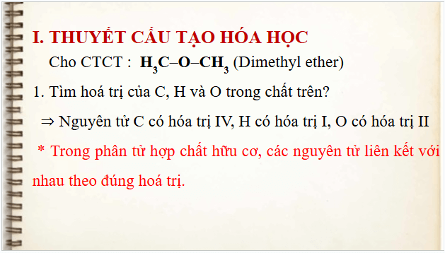 Giáo án điện tử Hóa 11 Cánh diều Bài 11: Cấu tạo hoá học của hợp chất hữu cơ | PPT Hóa học 11