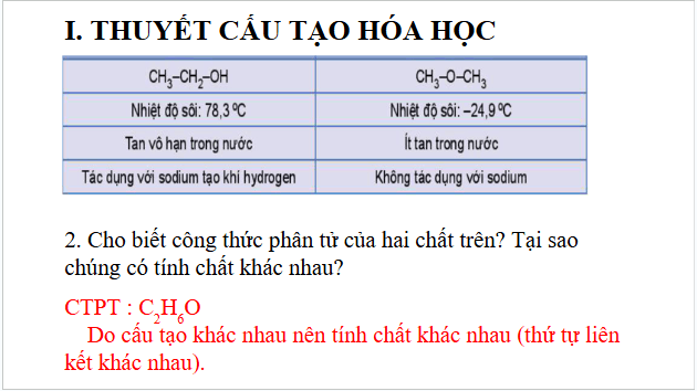 Giáo án điện tử Hóa 11 Chân trời sáng tạo Bài 11: Cấu tạo hóa học hợp chất hữu cơ | PPT Hóa học 11