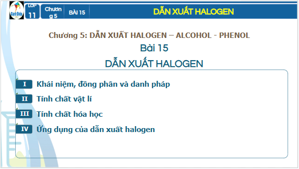 Giáo án điện tử Hóa 11 Cánh diều Bài 15: Dẫn xuất halogen | PPT Hóa học 11