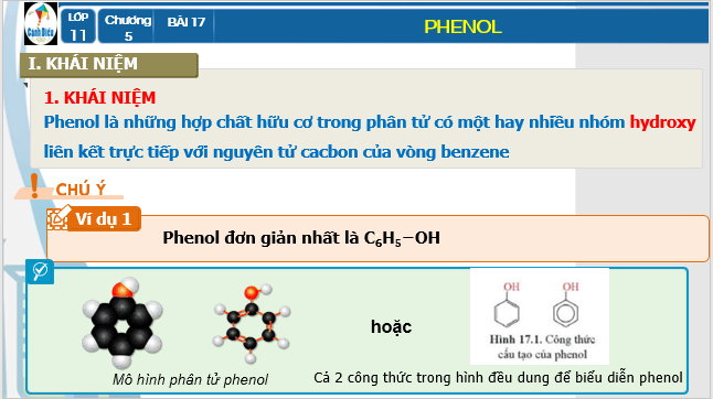 Giáo án điện tử Hóa 11 Cánh diều Bài 17: Phenol | PPT Hóa học 11