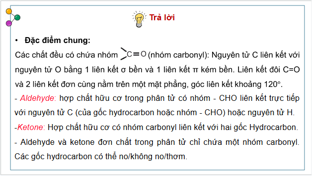 Giáo án điện tử Hóa 11 Chân trời sáng tạo Bài 18: Hợp chất carbonyl | PPT Hóa học 11