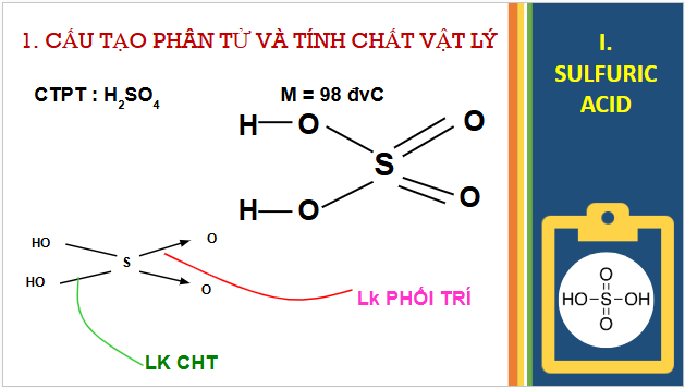 Giáo án điện tử Hóa 11 Chân trời sáng tạo Bài 7: Sulfuric acid và muối sulfate | PPT Hóa học 11