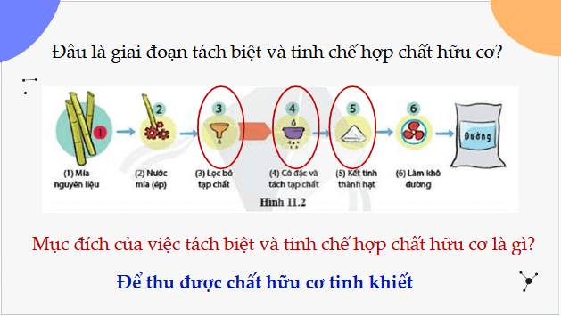 Giáo án điện tử Hóa 11 Cánh diều Bài 9: Phương pháp tách biệt và tinh chế hợp chất hữu cơ | PPT Hóa học 11