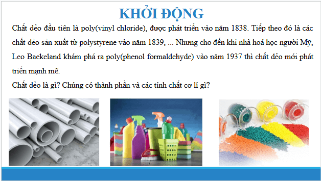 Giáo án điện tử Hóa 12 Chân trời Bài 10: Chất dẻo và vật liệu composite | PPT Hóa học 12 Chân trời sáng tạo