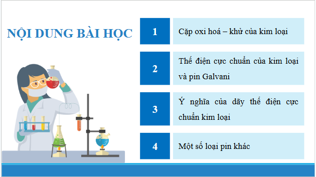 Giáo án điện tử Hóa 12 Chân trời Bài 12: Thế điện cực và nguồn điện hoá học | PPT Hóa học 12 Chân trời sáng tạo