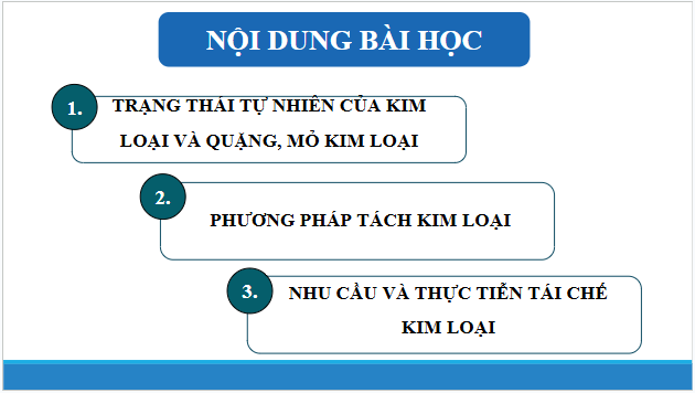 Giáo án điện tử Hóa 12 Chân trời Bài 15: Các phương pháp tách kim loại | PPT Hóa học 12 Chân trời sáng tạo