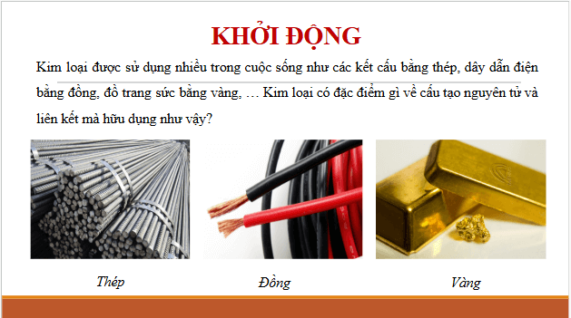 Giáo án điện tử Hóa 12 Kết nối Bài 18: Cấu tạo và liên kết trong tinh thể kim loại | PPT Hóa học 12 Kết nối tri thức