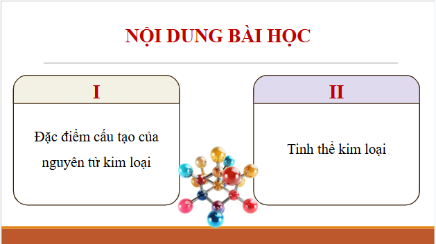 Giáo án điện tử Hóa 12 Kết nối Bài 18: Cấu tạo và liên kết trong tinh thể kim loại | PPT Hóa học 12 Kết nối tri thức