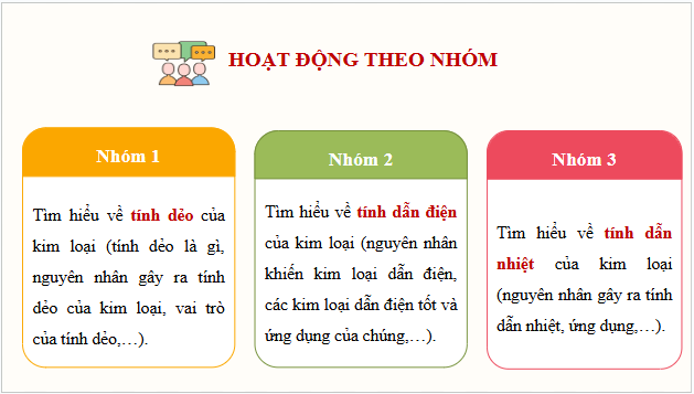 Giáo án điện tử Hóa 12 Kết nối Bài 19: Tính chất vật lí và tính chất hoá học của kim loại | PPT Hóa học 12 Kết nối tri thức