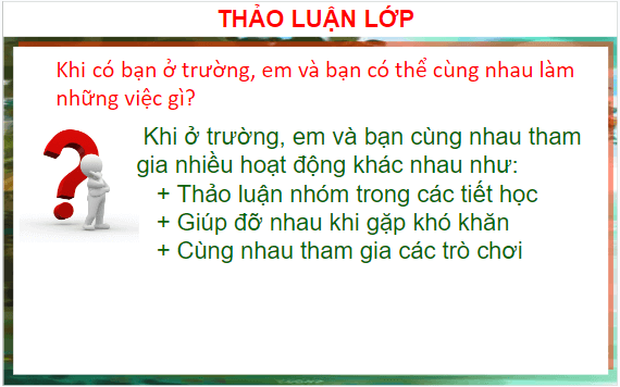 Giáo án điện tử HĐTN lớp 1 Cánh diều Tuần 3: Một ngày ở trường | PPT Hoạt động trải nghiệm lớp 1