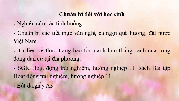 Giáo án điện tử HĐTN 11 Kết nối tri thức Chủ đề 6: Bảo tồn cảnh quan thiên nhiên | PPT Hoạt động trải nghiệm 11