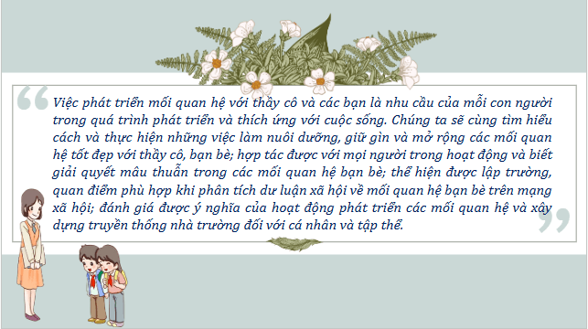Giáo án điện tử HĐTN 12 Chân trời sáng tạo Chủ đề 3: Phát triển mối quan hệ với thầy cô và các bạn | PPT Hoạt động trải nghiệm 12