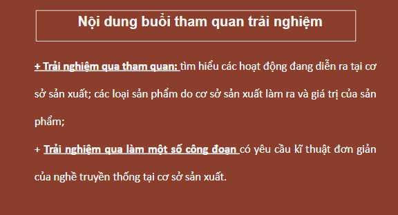 Giáo án điện tử HĐTN 6 Kết nối tri thức Bài 3: Trải nghiệm nghề truyền thống | PPT Hoạt động trải nghiệm 6