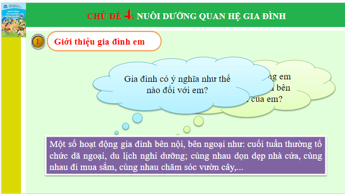 Giáo án điện tử HĐTN 6 Chân trời sáng tạo Chủ đề 4: Nuôi dưỡng quan hệ gia đình | PPT Hoạt động trải nghiệm 6