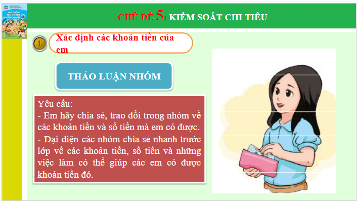 Giáo án điện tử HĐTN 6 Chân trời sáng tạo Chủ đề 5: Kiểm soát chi tiêu | PPT Hoạt động trải nghiệm 6
