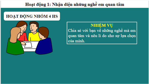 Giáo án điện tử HĐTN 9 Chân trời sáng tạo Chủ đề 8: Tìm hiểu những nghề em quan tâm | PPT Hoạt động trải nghiệm 9