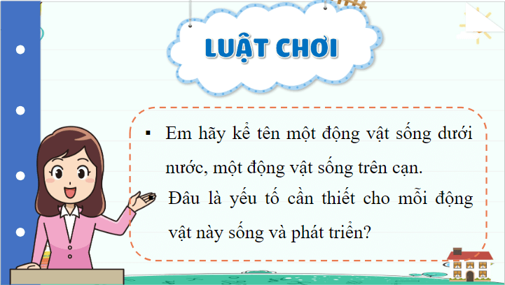 Giáo án điện tử Khoa học lớp 4 Cánh diều Bài 14: Nhu cầu sống của động vật và chăm sóc vật nuôi | PPT Khoa học 4