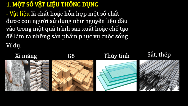 Giáo án điện tử KNTN 6 Chân trời sáng tạo Bài 11: Một số vật liệu thông dụng | PPT Khoa học tự nhiên 6