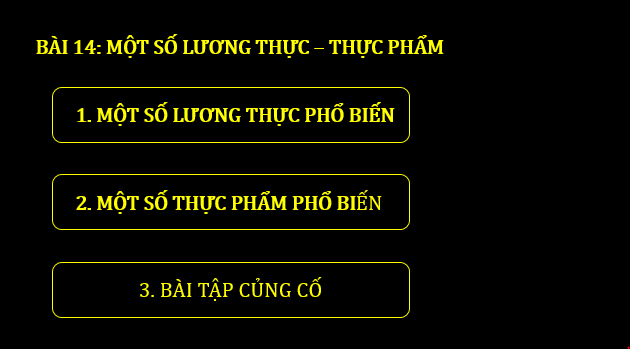 Giáo án điện tử KNTN 6 Chân trời sáng tạo Bài 14: Một số lương thực – thực phẩm | PPT Khoa học tự nhiên 6